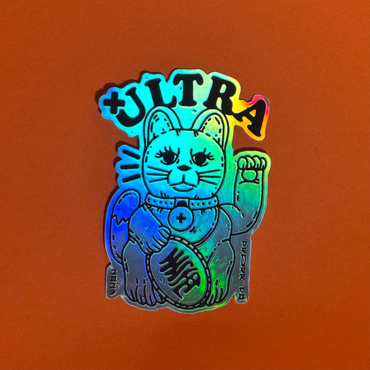 +Ultra Lucky Cat Holographic Sticker