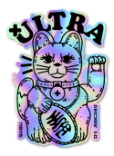 +Ultra Lucky Cat Holographic Sticker